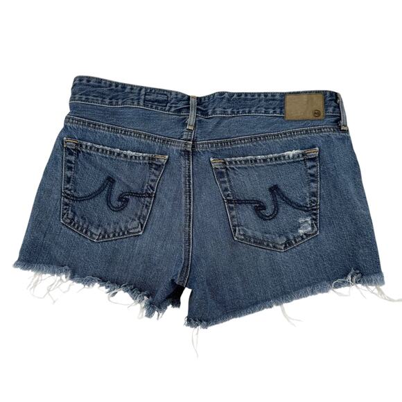 Adriano Goldschmied Jean Shorts Size 27 The Bonnie Relaxed Blue Distressed Denim - Picture 11 of 11